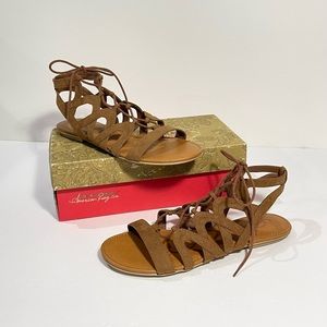 NIB American Rag Amarlie Strappy Gladiator Style Open Toe Lace-up Flat Sandals